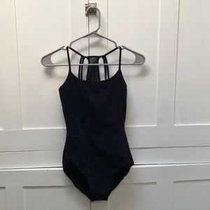 Black camisole leotard with detailed back